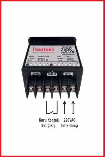 6 Digit SETLİ Dijital Sayıcı - 220VAC Tetikli