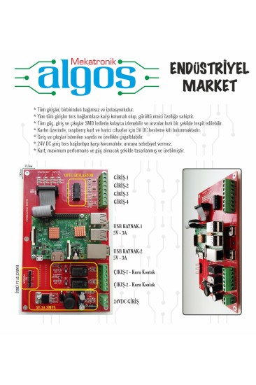 RaspberryPi 4 Giriş 2 Röle Çıkış 3A Power Kontrol Kartı 