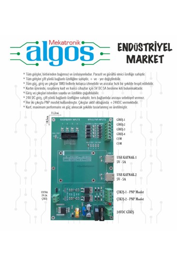 RaspberryPi 4 Giriş 2 Mosfet Çıkış 5A Power Kontrol Kartı 